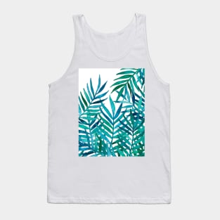 Watercolor Palm Leaves on White Tank Top